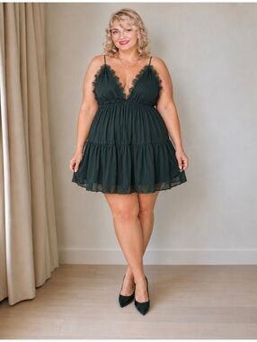 ASOS DESIGN Green Ruffle Mini Dress Women’s XL